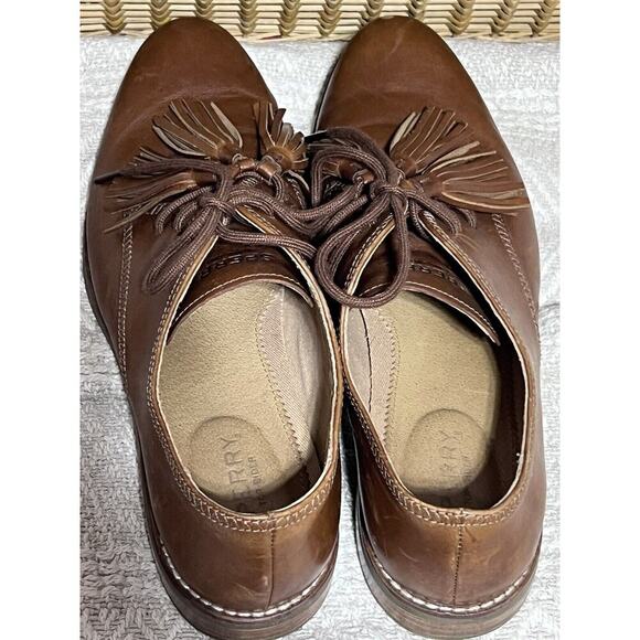 Sperry Fairpoint Oxford Women 9.5 US Shoe Brown Leather Tassel Lace Up Comfort - Picture 5 of 7